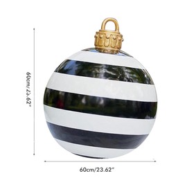 2PCS 23.6Inch Christmas Inflatable Ball Decorations Giant Christmas Ornaments Xmas Inflatable Ornaments PVC Blow up Christmas Balls for Holiday Yard Lawn Decor(Black white)