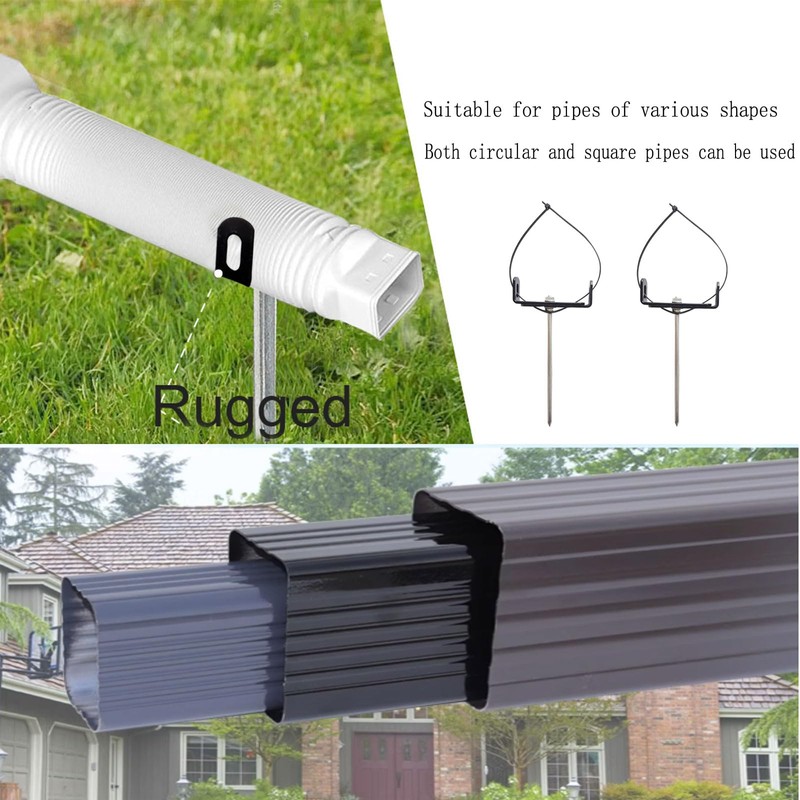 2pcs Premium Adjustable Gutter Downspout Extensions U Bracket, Heavy-Duty Galvanized