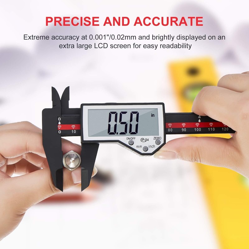 Digital Caliper, 0-6" Electronic Caliper Auto - Off Feature with