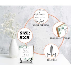 Inspirational Desk Decor Sign, Bible Verse Wooden Sign With Stand, As For And My House We Will Serve The Lord Sign For Home Office Shelf Table, Christian Gifts For Family Friend Coworker, B04