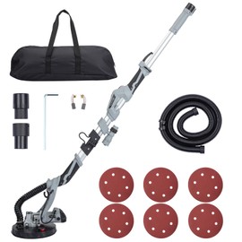 Drywall Sander, Drywall Tools with Vacuum, 710W Electric Motor Sander with 6.6FT Dust Hose, Variable Speed 800-1700RPM, LED Light, Foldable & Extendable Handle, 6 Pcs Sanding Discs, Handbag
