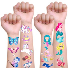 Children's Tattoos, 15 Pack Unicorn + Butterfly + Mermaid Tattoos, Children's Tattoos, Girls Temporary Tattoos, Children's Tattoos, Girls' Children's Birthday Party Bags
