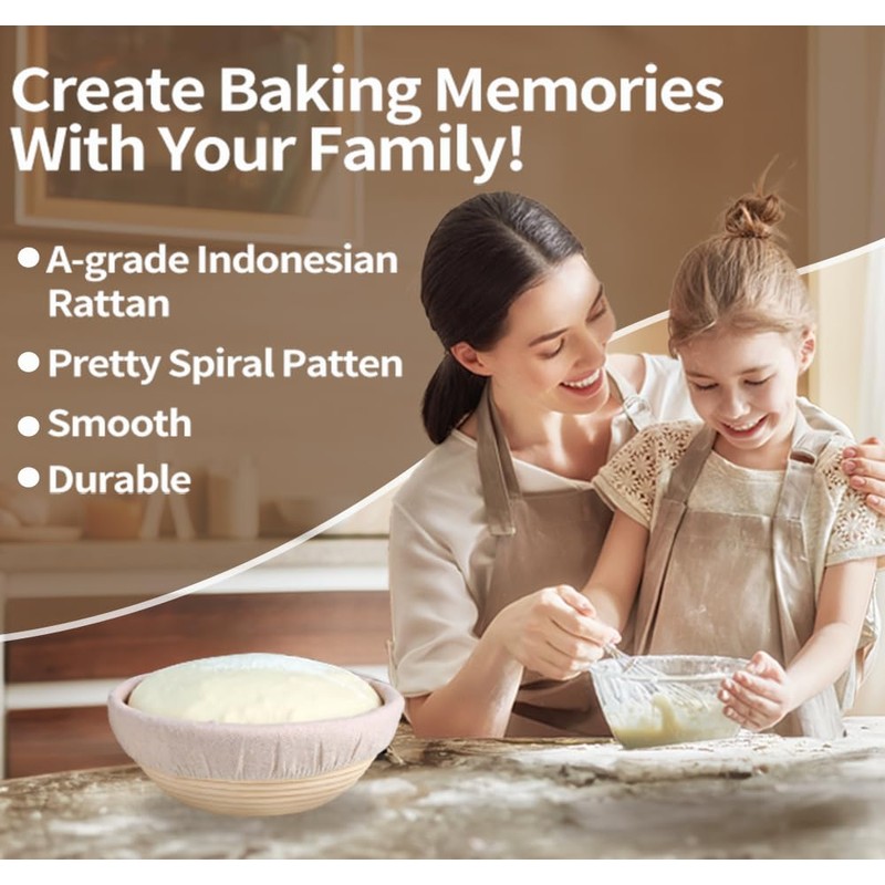 Banneton Bread Proofing Basket Set of 2, 9 Inch Round