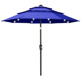 ABCCANOPY Solar Led Patio Umbrellas 3-Tiers 9FT (Blue)
