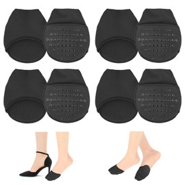 YUXIANLB 4 Pairs Ball of Foot Cushion Socks, Women's Toe Cover with Padding, Toe Topper No Show Liner Sock, Pads Covers, Forefoot Pads, Half Socks with Non Skid Bottom Sponge Cushions (Black)