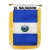 El Salvador Fringed Rear-View Mirror Window Hanging Flag with Suction