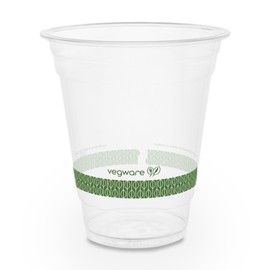 Vegware Compostable Clear 12oz PLA Plastic Cold Cups, Case of 1000, Renewable Plant-Based Material, 96 Series Lids and Inserts Available, For Cold Drinks & Snacks