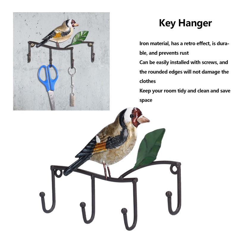 Key Hook Iron Bird Wall Hook Key Hanger Door Coat