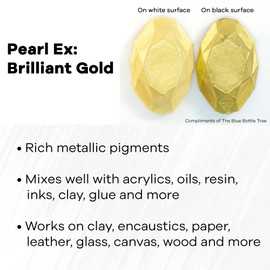 Jacquard Pearl Ex Pigment Powder 0.75 oz Brilliant Gold - Loose Mica Powder for Epoxy Resin, Watercolors, Calligraphy Ink & Clay - Epoxy Pigment Powder - Epoxy Resin Color