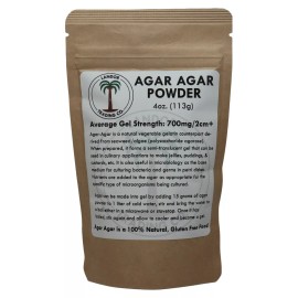 Landor Trading Company Agar Agar Powder 4oz (113 grams) - Average Gel Strength 700g/cm2