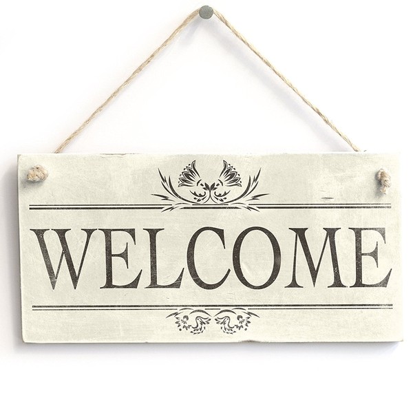 Meijiafei Welcome - Rustic PVC Sign/Plaque for Entrance or Porch