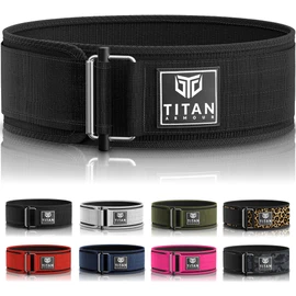 Titan Armour® Premium Self-Locking Weight Lifting Belt | Gym belt: Crossfit, Powerlifting, Deadlift, Olympic Lifts, Squats | Functional Weightlifting Belt | Men & Women | UK Brand (Black, Extra-Small)