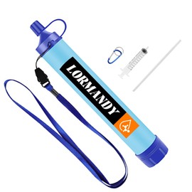 Outdoor Water Filter - Drinking Water Filter for 5000 Litres of Filtered Water - Carabiner and Extension Straw, Kills 99.999% of All Bacteria and Germs - Outdoor Filtre Purificateur d'eau, Blue