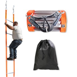 13 Ft Fire Escape Ladder with 2 Heavy Hooks, 2 Story Emergency Fire Ladder with Aluminum Anti-Slip Rungs for Kids and Adults, Reusable Portable Safety Ladder for Windows and Balcony