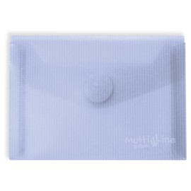 Grafoplás | Pack of 5 A6 Plastic Envelopes | Velcro Closure | Light Blue | Multiline | 16 x 12 cm | Transparent Striped Crystal Polypropylene | Perfect for Small Documents