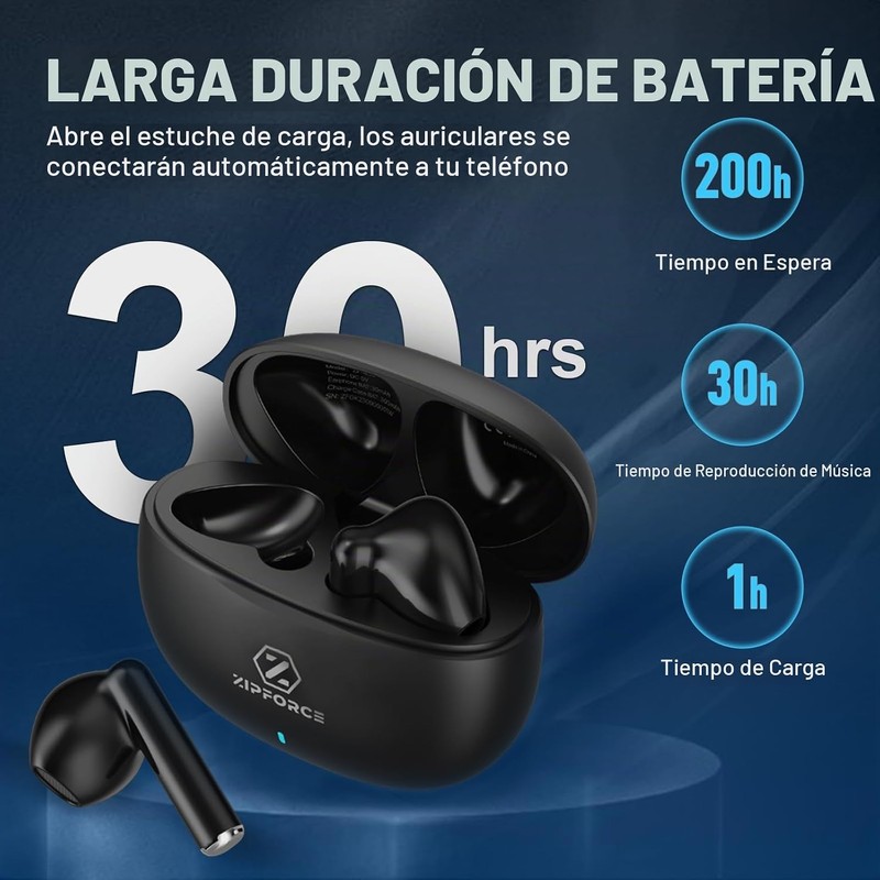 ZIPFORCE Auriculares inalámbricos, Bluetooth 5.3 en el oído, 4 micrófono