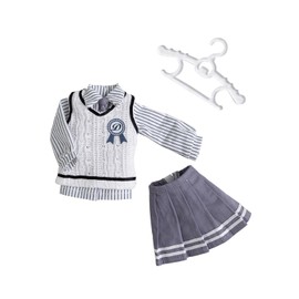 YMY Ob22 Ob24 Doll Clothes Shirt Tie Waistcoat Dress Girls Uniform Set Bjd Doll Body Clothes Blythe (Blue)