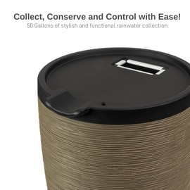 RTS Home Accents Newport Sandstone Rain Barrel with Stand and Lid