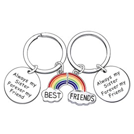 2PCs Sister Gifts From Sister Keyring Birthday Gifts For Sister Presents Friendship Gifts For Sister Friends Gifts For Best Friends Key Chain Jewelry Set (Always My Sister)