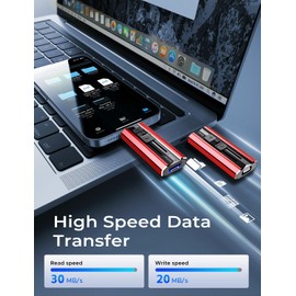 EATOP 256GB Flash Drive Intended for iPhone iPad Android and Computers, 4 in 1 Photo Stick for Phone Memory Storage Easily Backup Photos Videos, Plug and Play, No Application Required (Red)