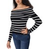 CIDER Striped Off The Shoulder Long Sleeve Knit Sweaters Going