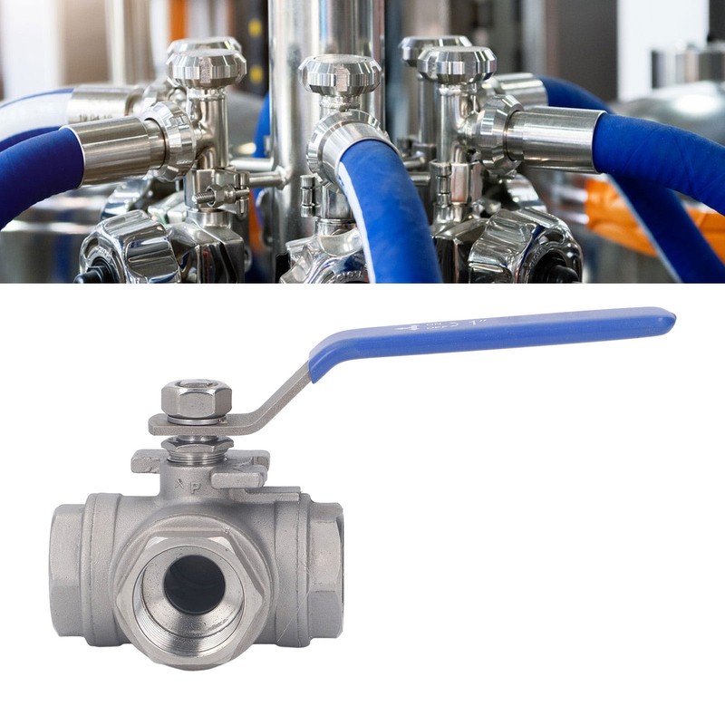 3 Way Ball Valve 1in 304 Stainless Steel Female T