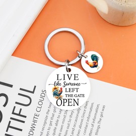 UIWIHHP Chicken Gifts for Women Men Funny Chicken Keychain Gifts for Chickens Lovers Live Like Someone Left The Gate Open Decor Chickens Themed Gift Ideas Rooster Decor Stuff