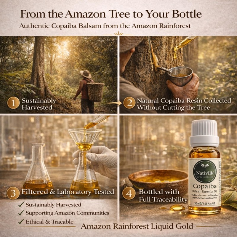 Nativilis Copaiba Balsam Essential Oil (10ml) - 100% Natural (Copaifera