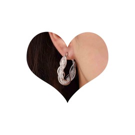 Cimenexe Bohemian Crystal Hollow Circle Earrings Silver CZ Filigree Hoop Earrings Mesh Twist Rope Hoop Earrings Rhinestone Twist Circle Earrings Jewellery for Women and Girls Gifts