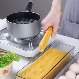 WINIAER Contenedores de pasta para despensa, 2 unidades, contenedor de almacenamiento de espaguetis con tapas, organizador de fideos con agujero de medición para pasta, harina, azúcar y fideos