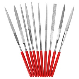 SI FANG Small Diamond Needle File Set 140mm x 3mm, 10 Kinds of Mini Needle Files Mixed Style Set, Precision Diamond Coated Miniature & Model Files, for Metal Wood Jewelry Stone Wood Carving Craft