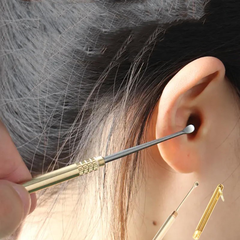 8 Pcs Ear Wax Removal Tool, Folding Type Copper Ear-Pick
