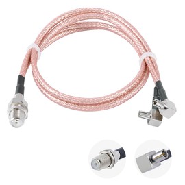 POBADY F Female to Dual TS9 Male Right Angle Connector Coaxial Cable F Type Connector Splitter Cable 50 Ohm F to Dual TS9 Connector Y Type RG316 11.81IN/30CM Low Loss Pigtail Cable