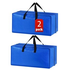 2 Pack Heavy Duty Extra Large Moving Bags Storage Tote - Strong Handles& Backpack Straps - Space Saving Storage Bags Alternative to Moving Boxes and Bins,Compatible with Ikea Frakta Cart, Blue