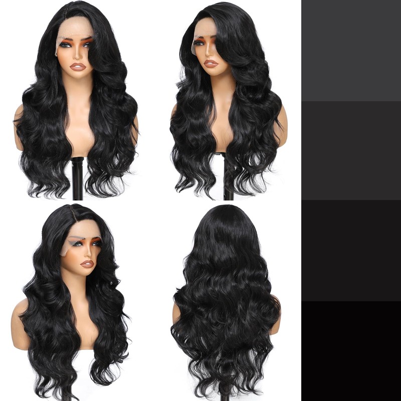 FABÉLLE Black Glueless Lace Front Wig wear and go for