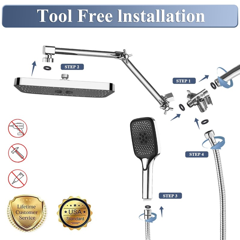 14 Inch Rain Shower Head with Handheld Spray Combo and