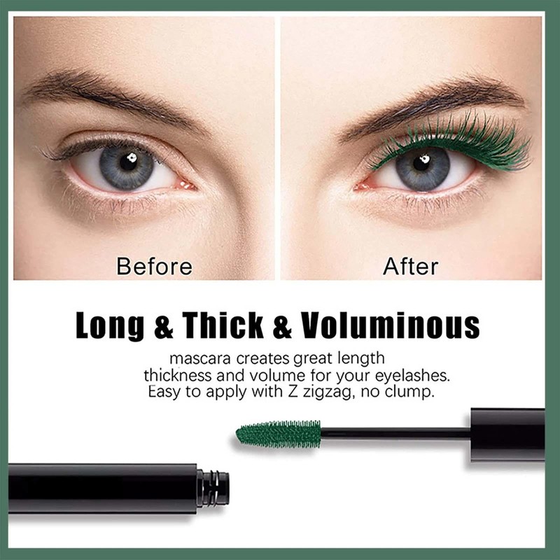 Waterproof green eyelashes - Colorful, Smudge-proof, 4D Silk Fiber Lash,