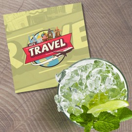 Unbranded Travel Badge 4'' X 4'' Square Wooden Coaster