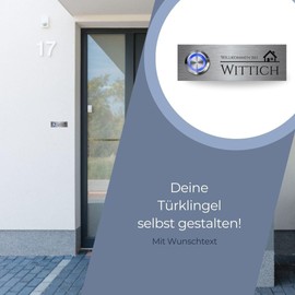 CHRISCK design - Stainless Steel Doorbell with Desired Engraving and Motifs | Bell Model Wittich 9 x 3 cm - with Premium Bell Push and Various Accessories