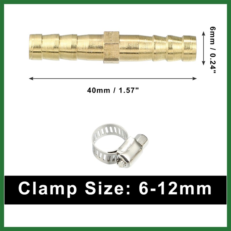 Motoforti 1 Set 6mm Copper Hose Barb Fitting Connector with
