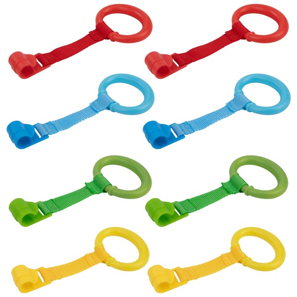 Baby Cot Rings Multicolor Toy Hook Crib Rings for Baby Practicing Standing Walking Training Tool 8 Pcs