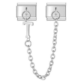 T Initial Letter Name Alphabet Safety Chain Silver 9mm Italian Charm Compatible With Nomination Bracelet