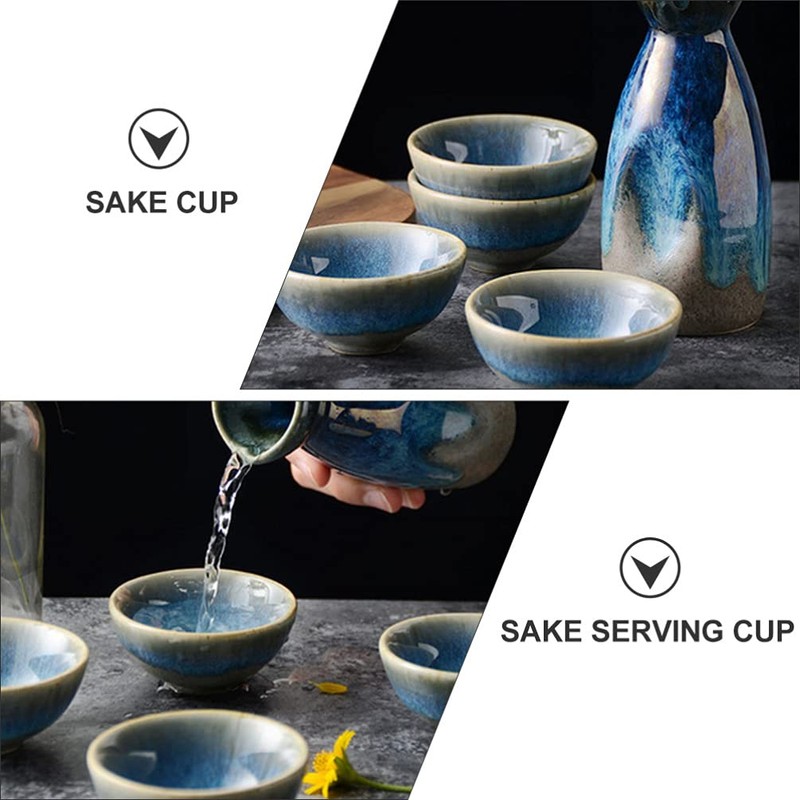DOITOOL Sake Bottle Japanese Sake Set Ceramic Pot Japanese Cup