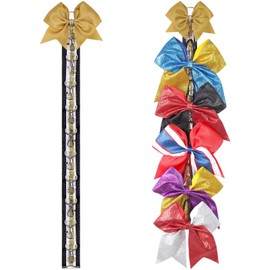 Cheer Bow Holder for Cheerleading Backpack Bag, Oaoleer Sports Cheerleading Bow Storage Hanging Chain, Cheer Stuff for Cheerleading Teen Girls High School College (Gold (10 Clasp）)