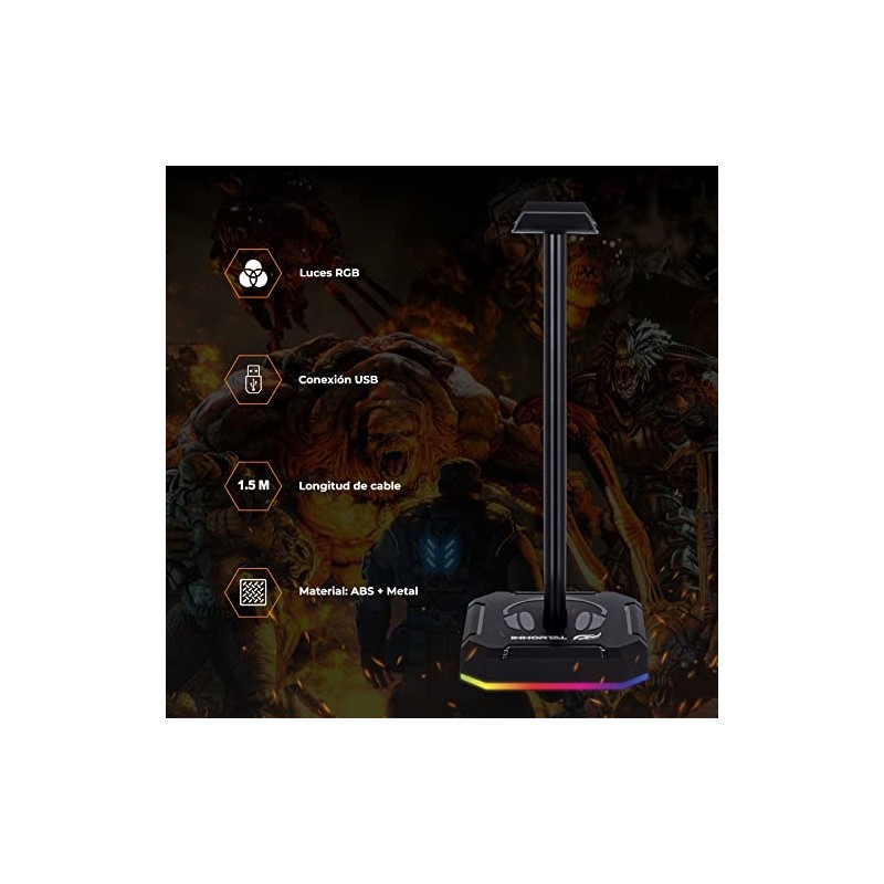 TECHZONE Immortal Gaming Base Soporte para Audífonos Gamer con Luz