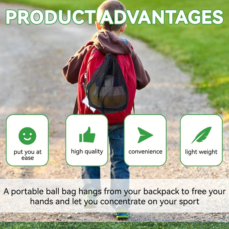 Landrain Pack of 2 Ball Net, Basketball Bag, Ball Bag