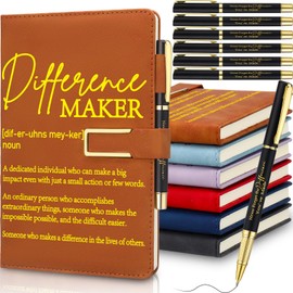 Chuangdi 6 Sets Employee Appreciation Gifts Bulk A5 Leather Journal Notebook with Metal Buckle Ballpoint Pen Thank You Inspiration Gifts for Women Men Teachers Coworker Manager(Difference Maker)