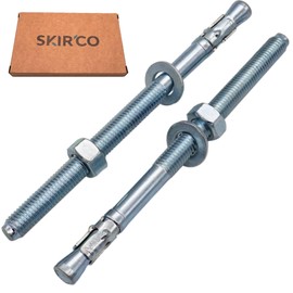 SKIR'CO (2 pcs) Zinc Plated Wedge Anchors M12 x 180 mm, Metal Dowels, Anchor Bolt, Masonry Anchors, Concrete Anchor