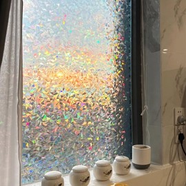 Galaxy FG Decorative Window Privacy Film, 3D Stained Glass Window Sticker, Anti-UV Sun Blocker Heat Control, 17.5 Inch x 78.74 Inch