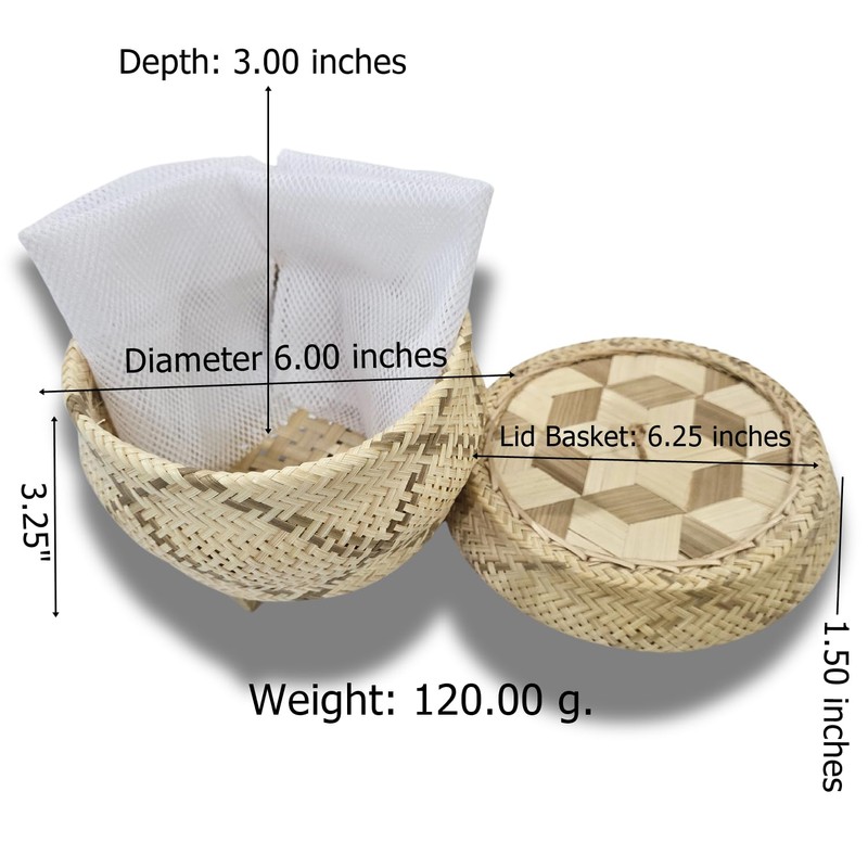 Heavens Tvcz Handmade Bamboo Sticky Rice Serving Basket with Lid